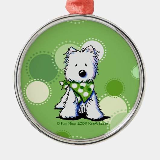 Green Dots Westie Ornament (Vorne)