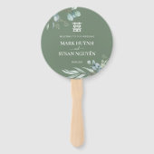 Green Double Happiness Wedding Program & Timeline Fächer (Vorderseite)