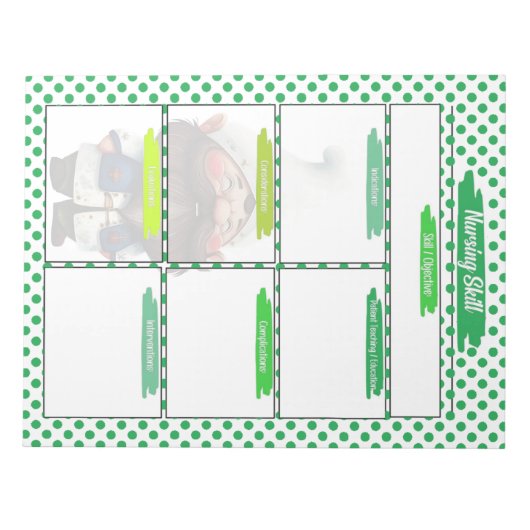 Green Dr Gnome Nursing Student Skills Template Notizblock (Vorderseite)