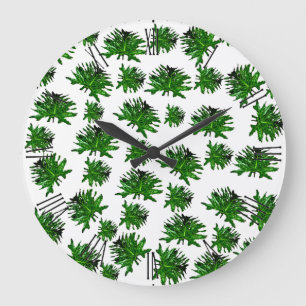 Green Dracaena Fern Blätter, Wall Clock Große Wanduhr
