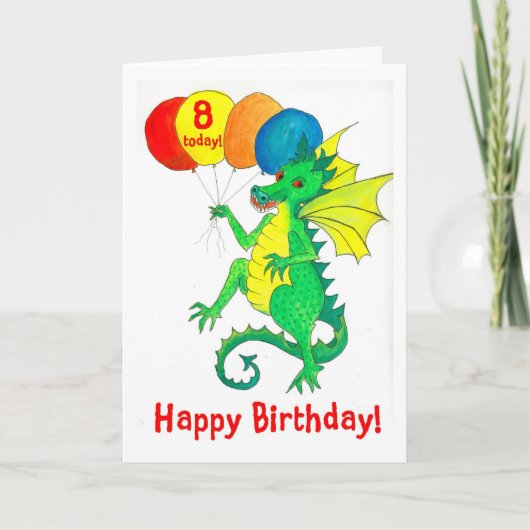 Green Dragon 8. Geburtstagskarte Karte (Vorderseite)