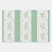 Green Dragon Baby Pastel Watercolor Muster Geschenkpapier Set (Vorderseite 3)