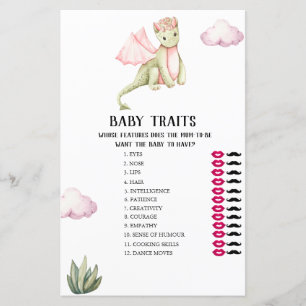Green Dragon Baby Tracks Baby Shower Game