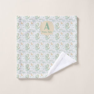 Green Dragon Baby Watercolor Personalisierter Name Waschlappen