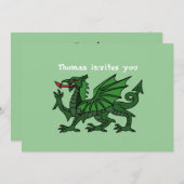 Green Dragon Birthday Einladung (Vorne/Hinten)