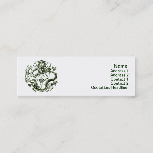 Green Dragon Business Card Mini Visitenkarte (Vorderseite)