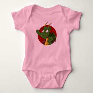 Green Dragon Cartoon Baby Strampler