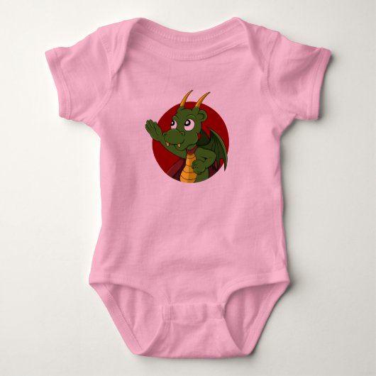 Green Dragon Cartoon Baby Strampler (Vorderseite)
