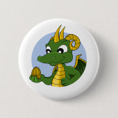 Green Dragon Cartoon Button (Vorderseite)
