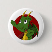 Green Dragon Cartoon Button (Vorderseite)