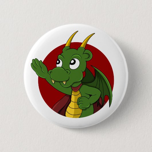 Green Dragon Cartoon Button (Vorderseite)