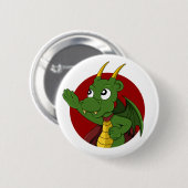 Green Dragon Cartoon Button (Vorne & Hinten)