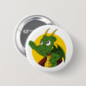 Green Dragon Cartoon Button (Vorne & Hinten)