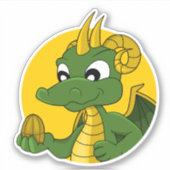 Green Dragon Cartoon Custom-Cut Vinyl Sticker (Vorderseite)
