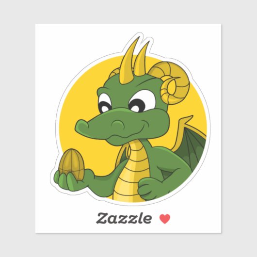 Green Dragon Cartoon Custom-Cut Vinyl Sticker (Blatt)