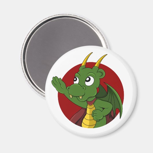 Green Dragon Cartoon Magnet (Vorderseite/Rückseite)