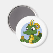 Green Dragon Cartoon Magnet (Vorderseite/Rückseite)