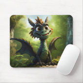 Green Dragon Cartoon Mousepad (Mit Mouse)