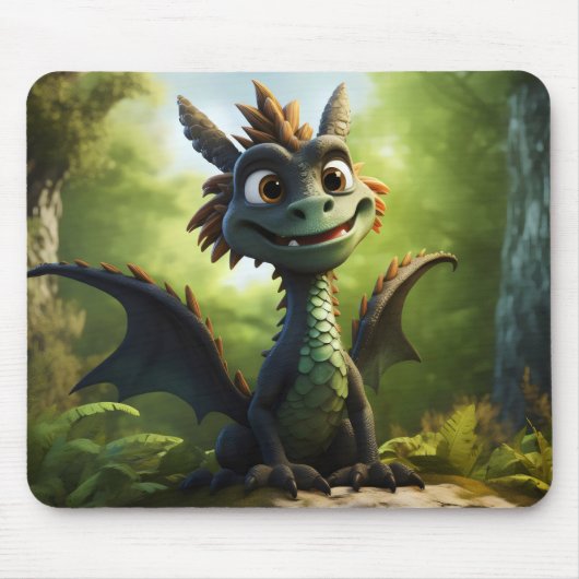 Green Dragon Cartoon Mousepad (Vorne)