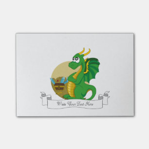 Green Dragon Cartoon Post-it Klebezettel