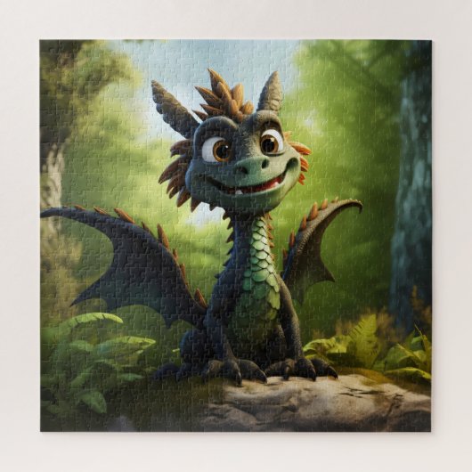 Green Dragon Cartoon Puzzle (Vertikal)