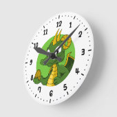 Green Dragon Cartoon Runde Wanduhr (Winkel)