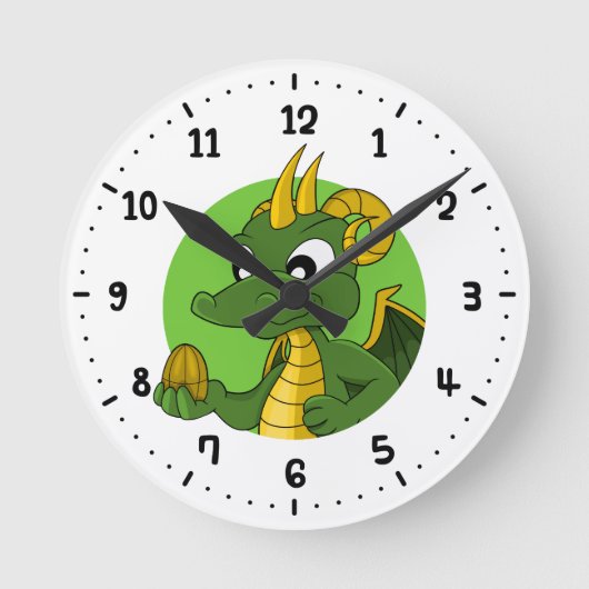 Green Dragon Cartoon Runde Wanduhr (Vorderseite)