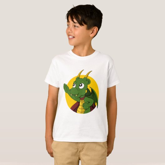Green Dragon Cartoon T - Shirt (Vorne ganz)