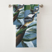 Green Dragon Chickadees Winter Badhandtuch Set (Insitu)