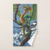 Green Dragon Chickadees Winter Badhandtuch Set (Handtuch)