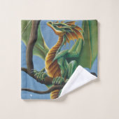 Green Dragon Chickadees Winter Badhandtuch Set (Waschlappen)