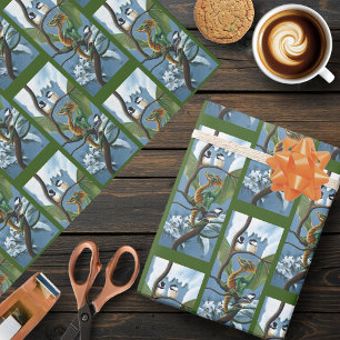 Green Dragon Chickadees Winter Geschenkpapier