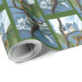 Green Dragon Chickadees Winter Geschenkpapier (Rolleneckpunkt)