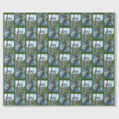 Green Dragon Chickadees Winter Geschenkpapier (Flach)