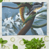 Green Dragon Chickadees Winter Geschirrtuch (Gefaltet)