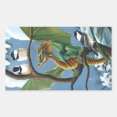 Green Dragon Chickadees Winter Rechteckiger Aufkleber (Vorderseite)