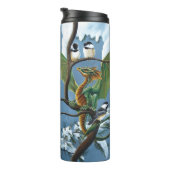 Green Dragon Chickadees Winter Thermosbecher (Nach rechts gedreht)