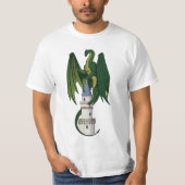 Green Dragon Design auf einem weißen T - Shirt (Vorderseite)