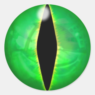 Green Dragon Eye Runder Aufkleber