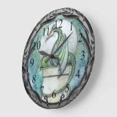 Green Dragon Fantasy Art Wall Clock Große Wanduhr (Winkel)