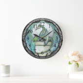 Green Dragon Fantasy Art Wall Clock Große Wanduhr (Zuhause)