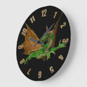 Green Dragon Fantasy Artwork Große Wanduhr (Winkel)