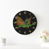Green Dragon Fantasy Artwork Große Wanduhr (Zuhause)