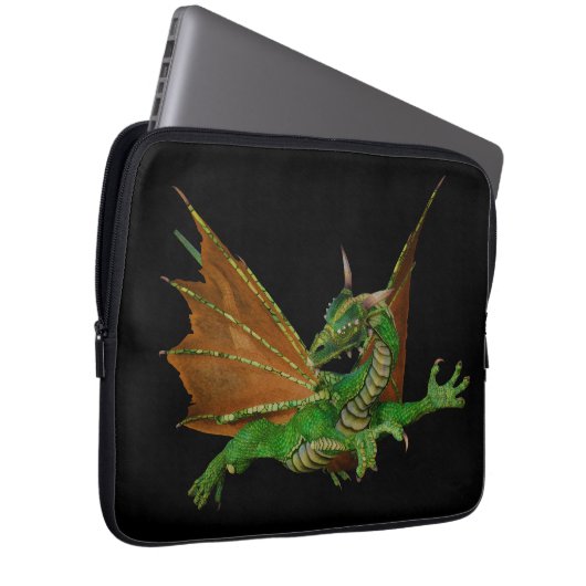 Green Dragon Fantasy Artwork Laptopschutzhülle (Vorne Rechts)