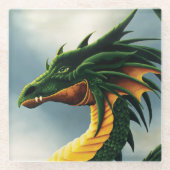 Green Dragon Fantasy Glasuntersetzer (Vorderseite)