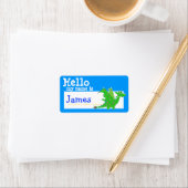 Green Dragon Hallo Mein Name ist Abzeichen Blue Adressaufkleber (Insitu)