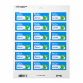 Green Dragon Hallo Mein Name ist Abzeichen Blue Adressaufkleber (Vorne)