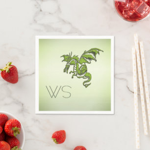 Green Dragon Monogram Napkins Serviette