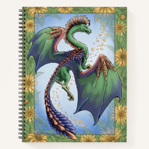 Green Dragon of Summer Blume Fantasy Art Notizblock
