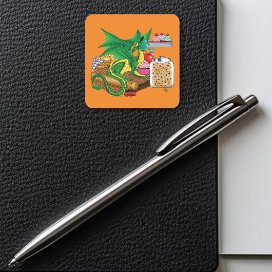 Green Dragon Pastry Koch Quadratischer Aufkleber